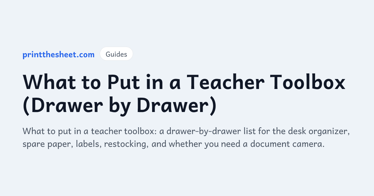 What to Put in a Teacher Toolbox (Drawer by Drawer)